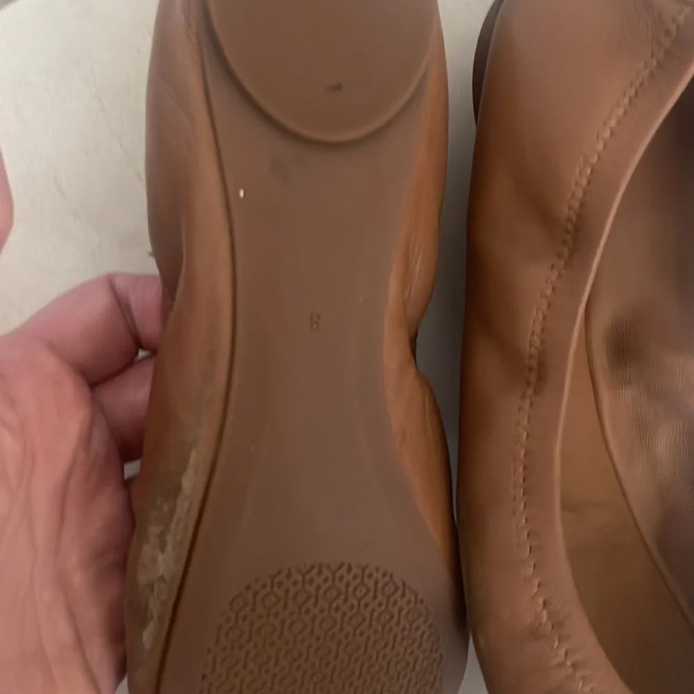 Tory Burch Eddie Ballet Flats Leather in Camel Size 8